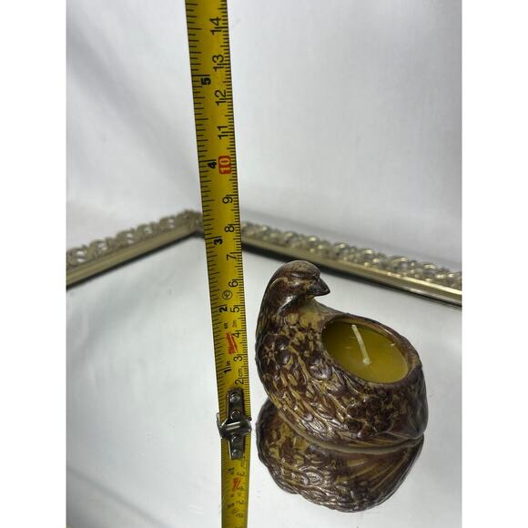 Vintage Ardco Bird Pheasant Quail Ceramic Planter / Candleholder Tan Brown Black - Picture 7 of 8